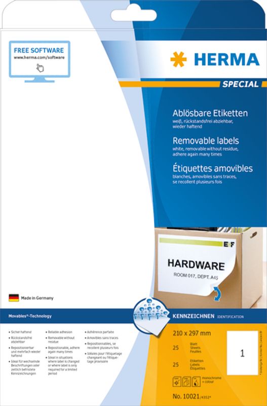 MOVABLES avtagbare ark A4, 25 ark, 210x297 mm (25 stk)