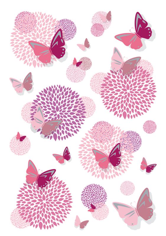 DECOR Stickers Sommerfuglblomster, sølvpreg, 2 ark (10 pakk)