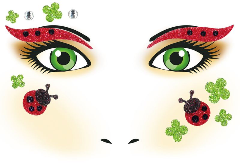 FACE ART Sticker Ladybug til ansiktet, 1 ark (5 pakk)