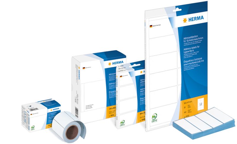 Adresseetiketter i bane, til skrivemaskin 95x48 (250 stk)