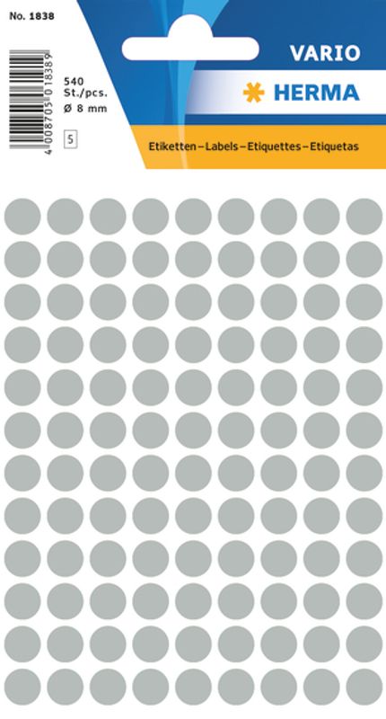 VARIO, rund, småpakning, Ø 8, grå, 540 stk (10 pakk)