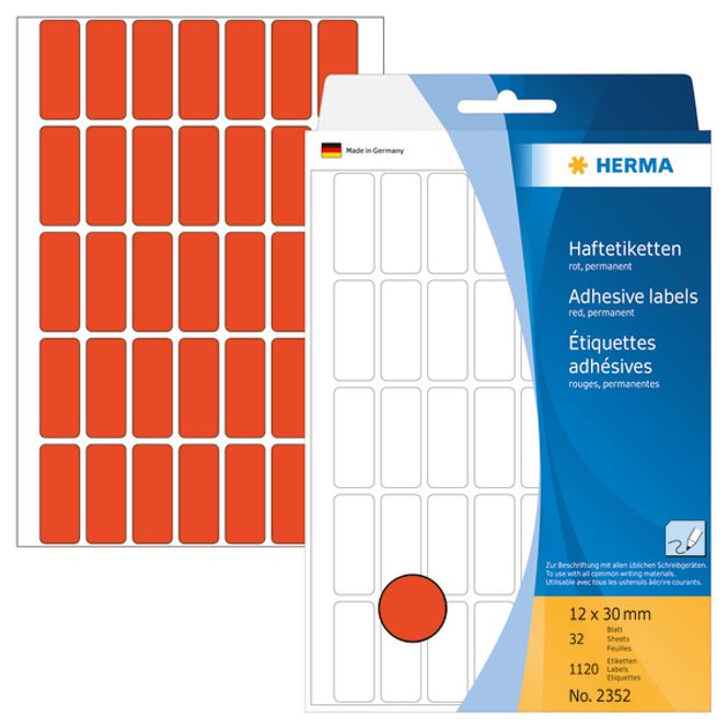Hovedbilde HERMA fargede etiketter, rød 12x30 mm (1120 stk)