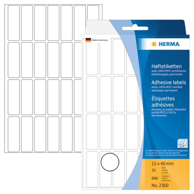 Hovedbilde HERMA standardetiketter, hvit 13x40 mm (896 stk)