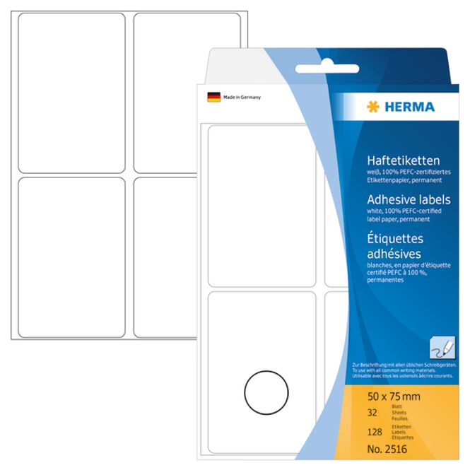 Hovedbilde HERMA standardetiketter, hvit 50x75 mm (128 stk)