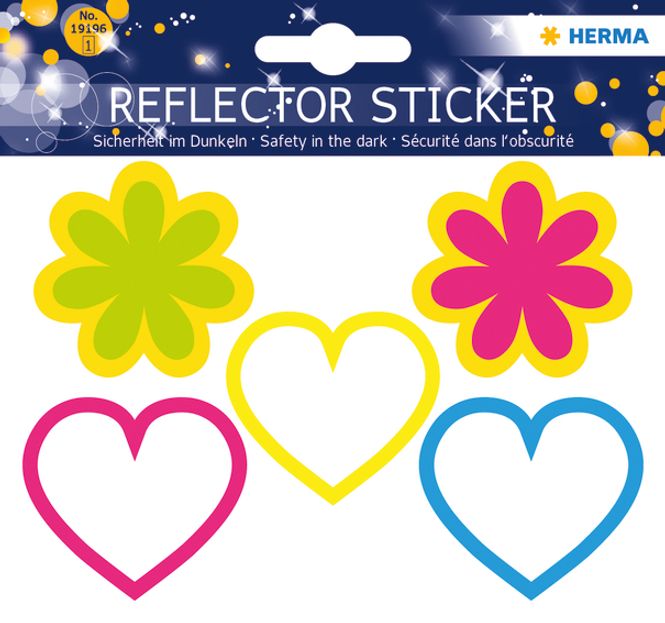 Hovedbilde Selvklebende reflekser, Hjerter og blomster, 1 ...