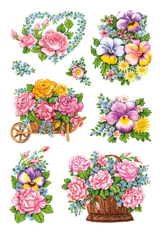 DECOR Stickers Nostalgisk blomsterdekorasjon, 3 ark (10 pakk)