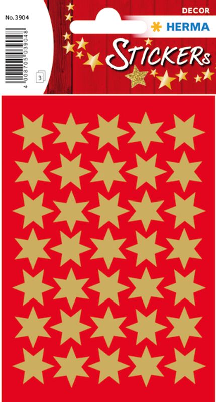 DECOR Stickers Gullstjerner gullfolie, 3 ark (10 pakk)