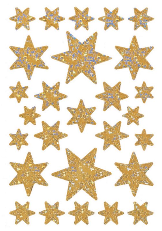 DECOR Stickers Gullstjerner regnbuefarger, 1 ark (10 pakk)