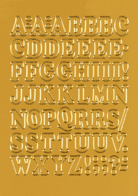 VARIO bokstaver 12 mm, A-Z, gullfolie 1 ark (10 pakk)