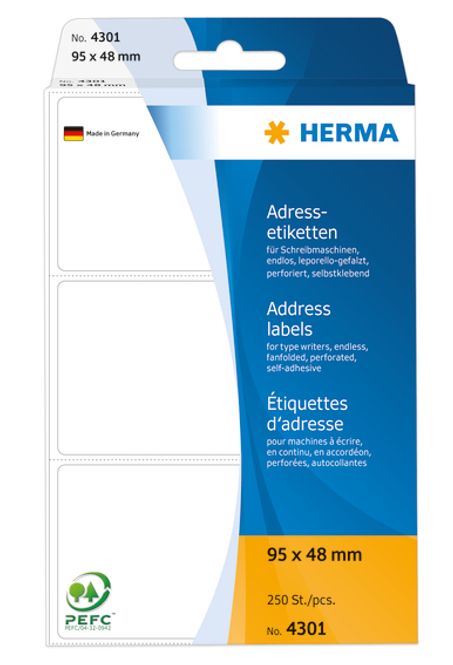 Hovedbilde Adresseetiketter i bane, til skrivemaskin 95x48 ...