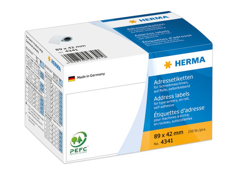 Adresseetiketter på rull til skrivemaskin, 89x42 (250 stk)