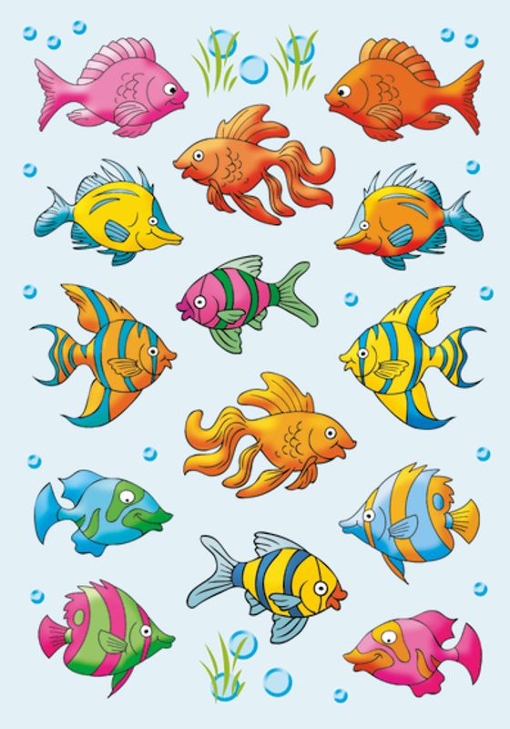 DECOR Stickers Fisker, papir, 3 ark (10 pakk)