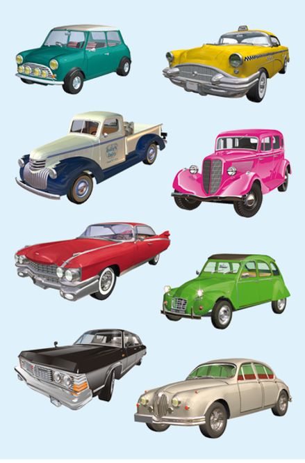 Hovedbilde DECOR Stickers Biler II, papir, 3 ark, 10 pakk