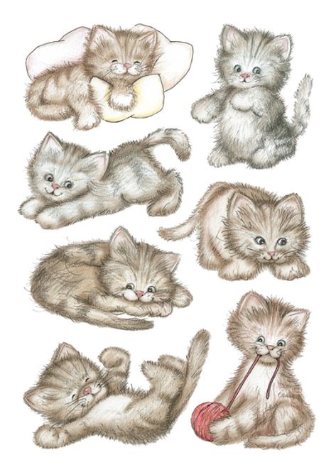 Hovedbilde DECOR Stickers Søt kattepus, papir, 3 ark, 10 ...