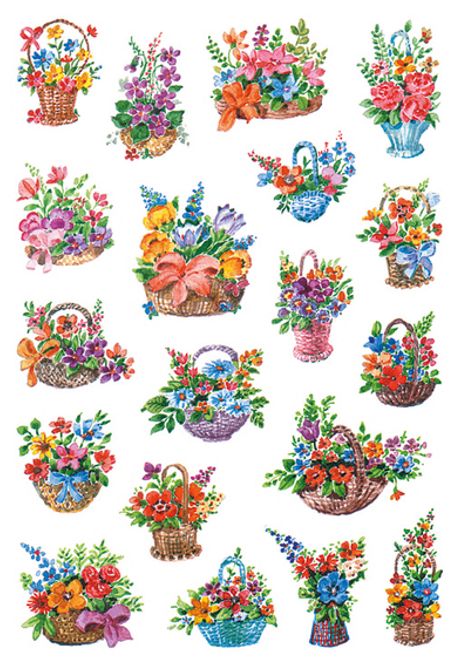 Hovedbilde DECOR Stickers  Blomsterkurv, 3 ark (10 pakk)