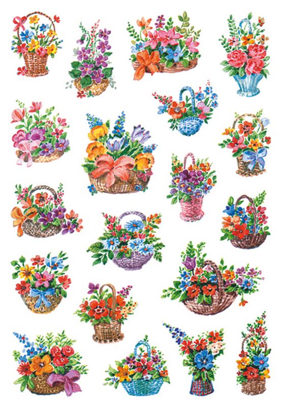 DECOR Stickers  Blomsterkurv, 3 ark (10 pakk)