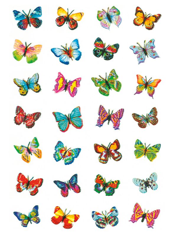 MAGIC Stickers Sommerfugler, glitter folie, 1 ark (10 pakk)