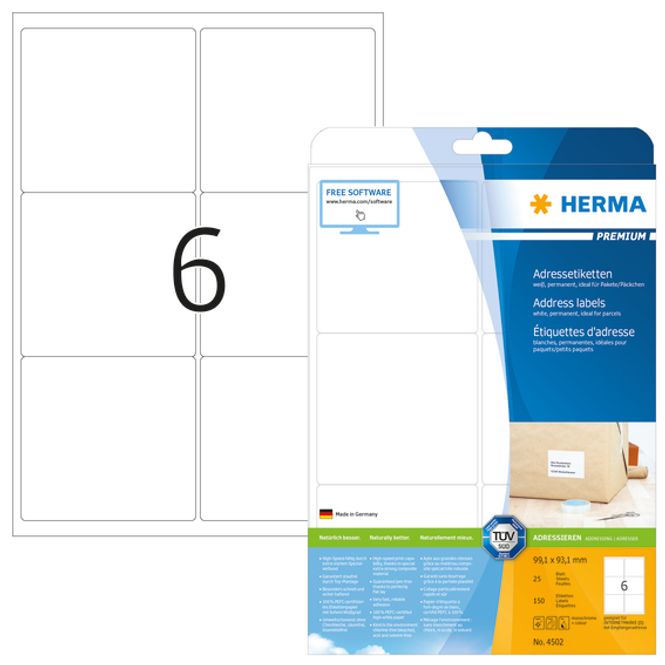 Hovedbilde PREMIUM adresseetiketter, 25 ark 99,1x93,1 (150 ...