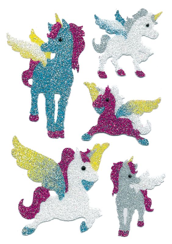MAGIC Stickers Enhjørning med diamant glitter, 1 ark (10 pakk)
