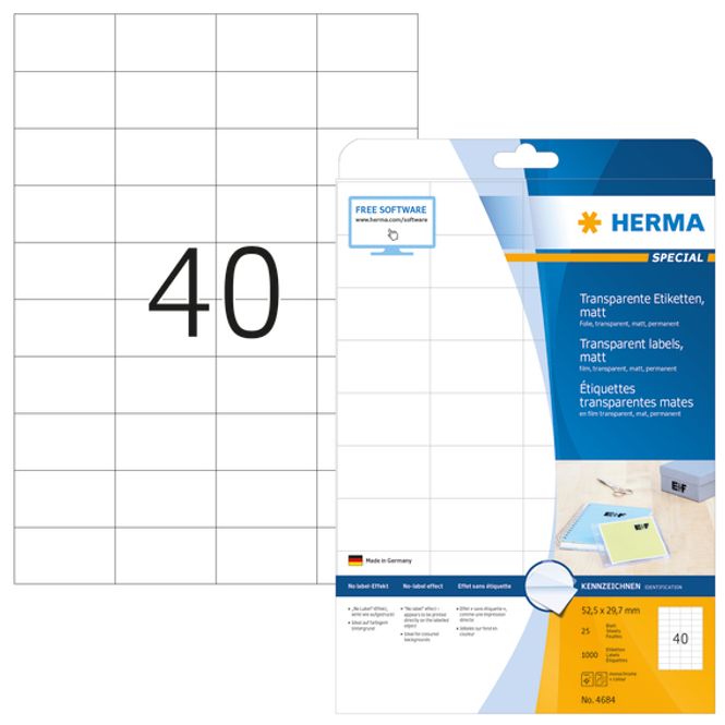 Hovedbilde SPECIAL transparente etiketter 25 ark 52.5x29.7 ...