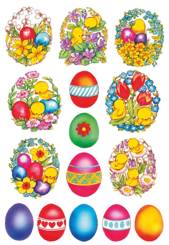 DECOR Stickers Blomster og kylling, 3 ark (10 pakk)
