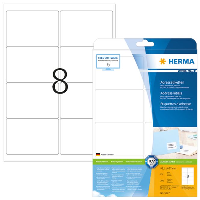 Hovedbilde PREMIUM adresseetiketter, 25 ark 99.1x67.7 (200 ...