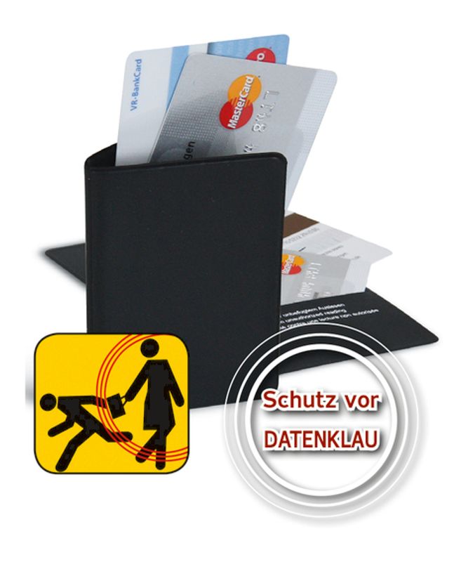 RFID lomme for to kredittkort, svart, 1 stk