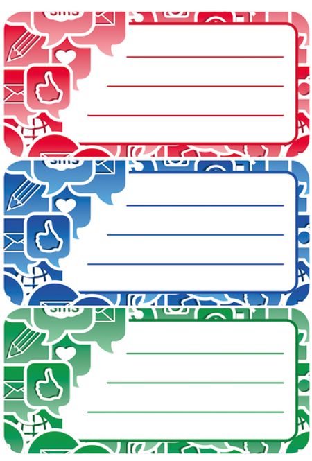 Hovedbilde VARIO boketiketter Social Icons, 3 ark (10 pakk)