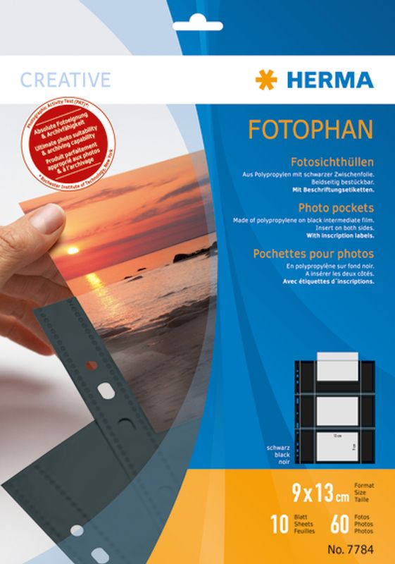 Fotophan fotolommer 9x13 cm tvers svart, 6 fotos/ark, 10 ark