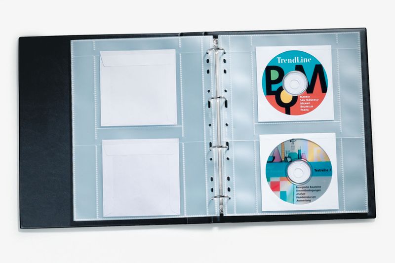 CD/DVD plastlommer inkl. papir, 2 stk per lomme, 10 stk