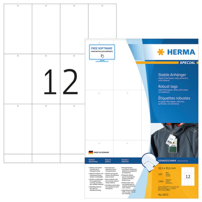 Hovedbilde SPECIAL hvite merkelapper til skriver 52,5x93,5 ...