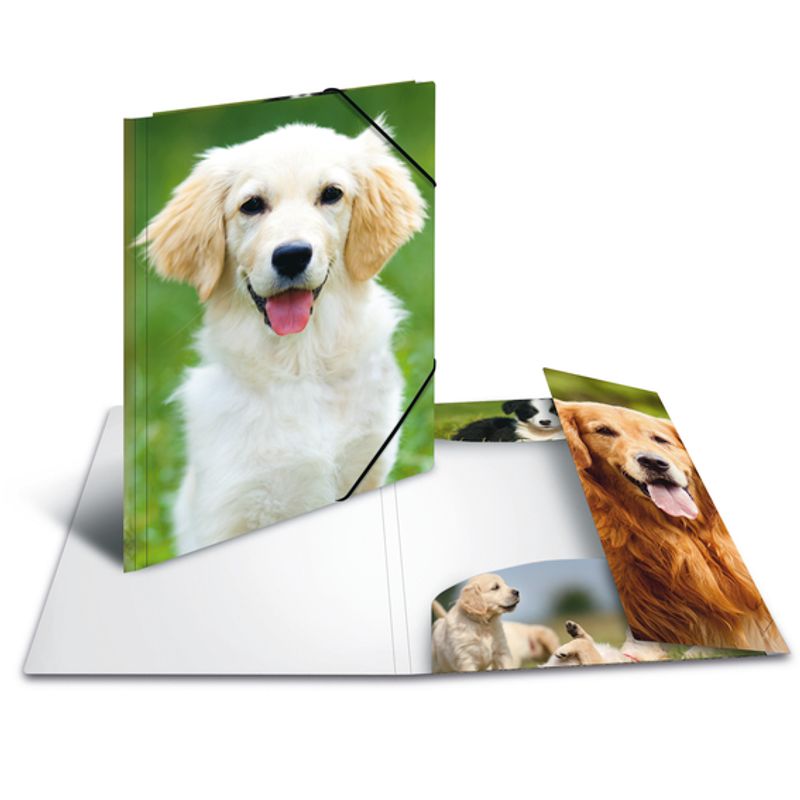 HERMA strikkmappe i plastmateriale, A4, Dyr, Hund (3 pakk)