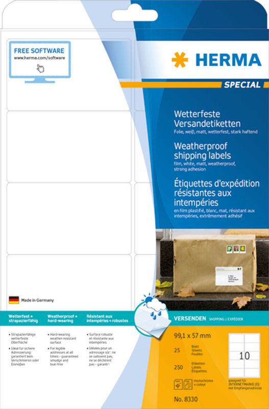 SPECIAL værbestandige etiketter 25 ark, 99,1x57 (250 stk)