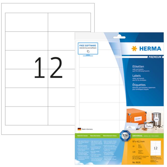 Hovedbilde PREMIUM universaletiketter, papir, 10 ark ...