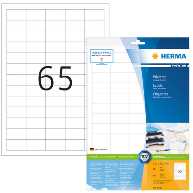 Hovedbilde PREMIUM universaletiketter, papir, 10 ark ...