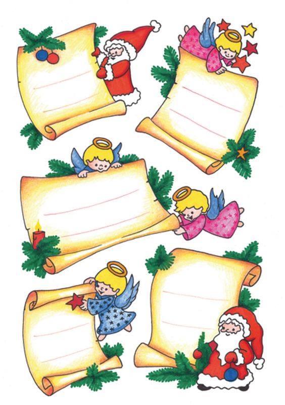 DECOR Stickers etikett fra til julemotiv glitter 2 ark (10 pakk)