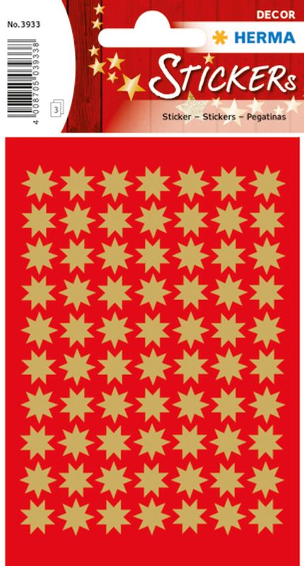 DECOR Stickers Gullstjerner gullfolie, 3 ark (10 pakk)