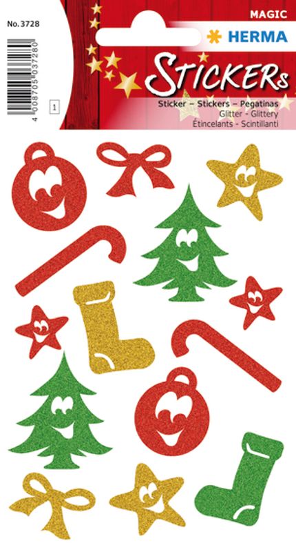 MAGIC Stickers Julemotiv, glitter, 1 ark (10 pakk)