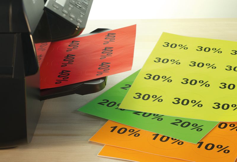 SPECIAL fargede etiketter rund Ø60 neon rød, 20 ark (240 stk)